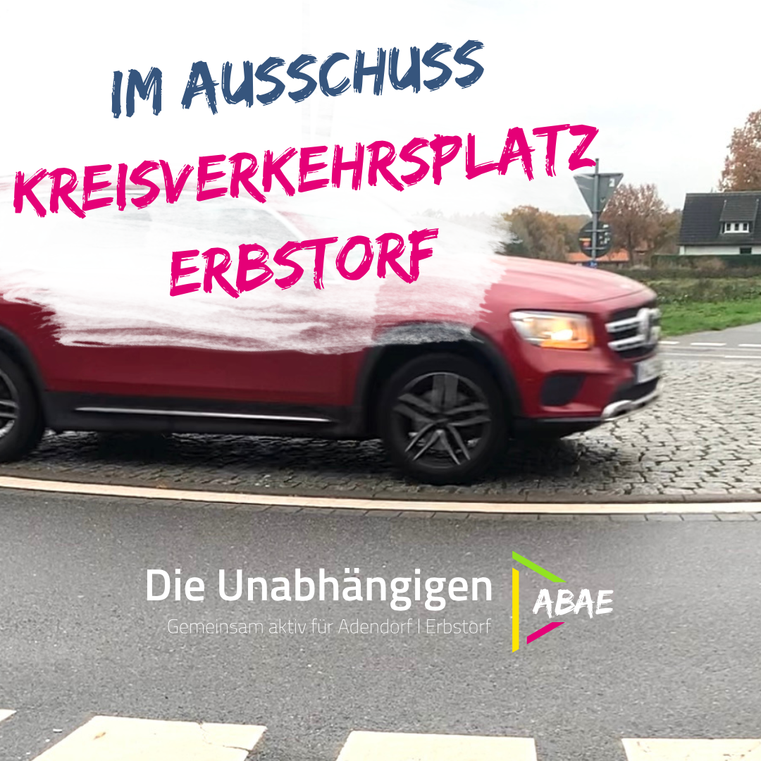 Im Ausschuss: Kreisverkehr Erbstorf. Ein Auto überfährt die Kreisinsel.